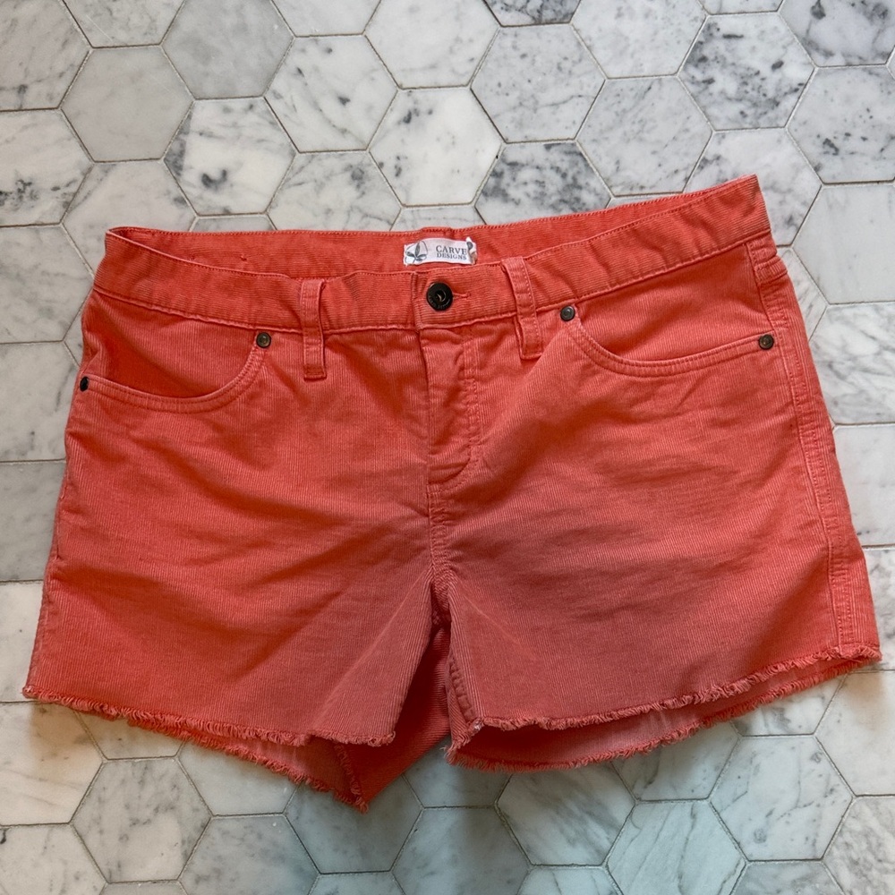 Carve Designs Vibrant Coral corduroy shorts size 6